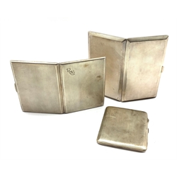 Engine turned silver cigarette case Birmingham 1930 and two other silver cigarette cases 16.4oz