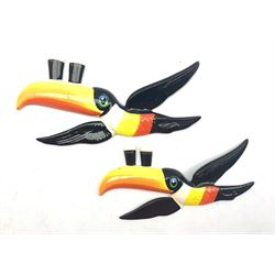 Pair of Carlton ware 'My Goodness My Guinness' graduated Toucan wall plaques, larger 25cm long