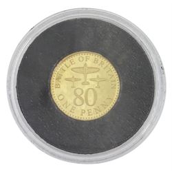Queen Elizabeth II Bailiwick of Jersey 2020 gold proof penny coin, commemorating 'The 80th Anniversary of the Battle of Britain', cased with certificate