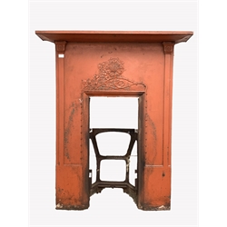  Victorian cast iron bedroom fire surround, with rose and trailing thorn decoration, W108cm, H131cm, Aperture Width 37cm, Aperture Height 86cm   