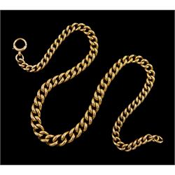 Early 20th century 9ct rose gold graduating curb link chain necklace, each link stamped 9.375
