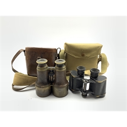  Pair of World War I military binoculars inscribed William Mackay in canvas case and a pair of field glasses  
