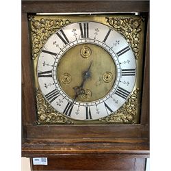 Late 18th century country made oak 30 hour longcase clock, the brass 10