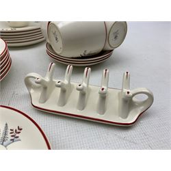 Crown Devon dinner and tea service in the Red Deer pattern for six covers including plates in various sizes, tea cups and saucers, condiment set, gravy boat etc 37 pieces