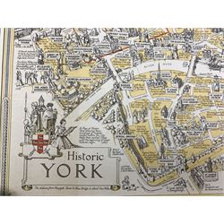After Estra Clark (British 1904-1993): 'Historic York', First Edition colour map pub. Ben Johnson & Co, York 1947, 37cm x 46cm
