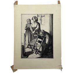 Frederick George Austin (British 1902-1990): Catholic Nuns in Prayer at Bedside, drypoint etching signed and dated 1927 in pencil 17cm x 12.5cm (unframed)
Provenance: direct from the granddaughter of the artist