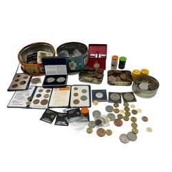 GB and foreign coins including Battle of Trafalgar £5 pair, first decimal coin sets etc