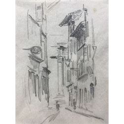 Augustus Edwin John OM RA (British 1878-1961): Continental Street Scene, sketch unsigned 14cm x 11cm