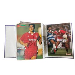 Mostly English footballing autographs and signatures including, Brian Deane, Paul Okon, David Mills, Alan Boksic, Mick Quinn, Andy Cole etc, in one folder