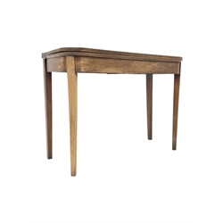 Regency mahogany tea table with fold over top on square tapering supports W102cm 