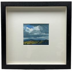 Robert Newton (British 1964-): 'A Big Cloud Day', acrylic and oil signed, titled verso 10cm x 12cm
Provenance: Water Street Gallery label verso