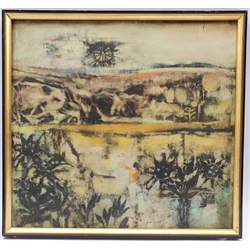 Robert Litchfield 'Bob' Juniper (Australian 1929-2012): Abstract Landscape, oil on canvas mounted onto panel signed and dated 1963, 44cm x 47cm 
Provenance: with the Skinner Galleries Perth, label verso 

DDS - Artist's resale rights may apply to this lot