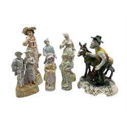 Collection of continental bisque figures and another (6)