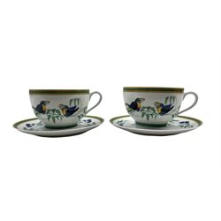 Pair of Hermes Toucan decorated cups and saucers, in original box