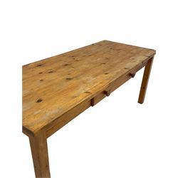 Habitat - Pine rectangular dining table fitted with drawer, raised on squared supports 