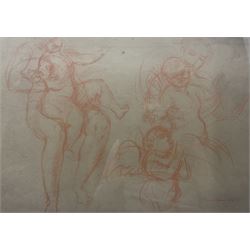 Neoclassical School (Mid-20th century): Putti and Figures, sanguine chalk on paper indistinctly signed and dated '44, 31cm x 45cm
