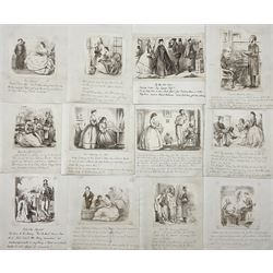 A St C Purnell (British mid-19th century): Satirical or Comical Sketches of Victorian Daily Life, set twenty pen and ink sketches with inscriptions and titles below, possibly for newspapers or similar, most signed and dated, all circa 1862-1865, 21cm x 17cm (20) (unframed)