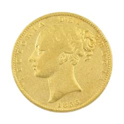 Queen Victoria 1855 gold full sovereign coin