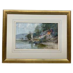 Joseph Hughes Clayton (British 1891-1929): Boats Moored by a Cottage, watercolour signed 24cm x 39cm