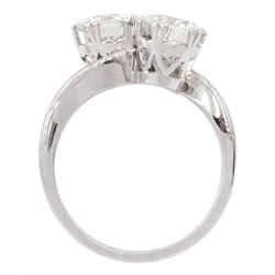 18ct white gold and platinum two stone round brilliant cut diamond ring, stamped 18c Plat, diamonds approx 1.45 carat and 1.50 carat, total diamond weight approx 2.95 carat