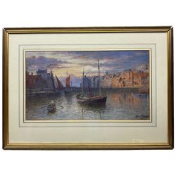 John Pearson (British ?-1921): Whitby Harbour, watercolour signed 29cm x 52cm
Notes: Pearson who lived at Moldgreen was a founder member and past president of the Huddersfield Art Society