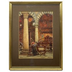 John Dobby Walker (British 1863-1925): Interior of 'Duomo San Gimignano' Italy, watercolour signed and titled 37cm x 27cm