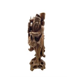 Chinese root wood carving of a man, H63cm 