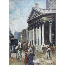 After William Logsdail (British 1859-1944): 'St Martin-in-the-Fields', oil on panel signed with inials 'JP' 17cm x 12cm