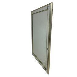 Rectangular wall mirror, the central bevelled plate with smaller bevelled mirror border 