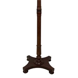 Early 19th century mahogany barrister's wig and gown stand, turned column on rectangular concave platform base with compressed bun feet
