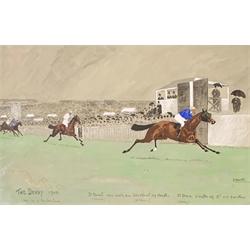 S J Anderton - 'The Derby 1904' watercolour 37cm x 57cm 