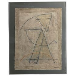 Pierre Marie Brisson (French 1955-): 'Figure Geomatique', mixed media etching on carborundum signed and numbered 14/60, 65cm x 49cm