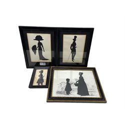 Four framed silhouettes, 26cm x 19cm max (4)