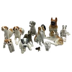 USSR Lomonosov modelled figures of dogs comprising Bulldog, Borzoi, Great Dane with others (13)
