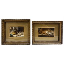 William Cruikshank (British 1849-1922): Still Life of Dead Game Mallard and Rabbit, near pair watercolours on ivory signed max 8cm x 11cm (2) These items have been registered for sale under Section 10 of the APHA Ivory Act