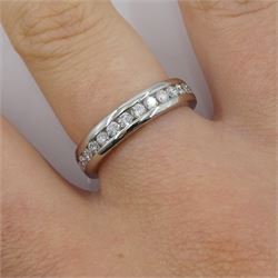 Platinum round brilliant cut diamond, channel set full eternity ring, stamped PT 950, total diamond weight 1.00 carat