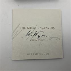 The Royal Mint United Kingdom 2019 'Una and the Lion' silver proof two ounce five pound coin, from 'The Great Engravers' series, No.1064 of a limited mintage of 3000, cased with certificate