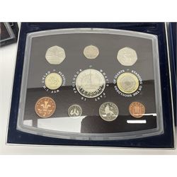Ten The Royal Mint United Kingdom proof coin sets, dated 1998, 2000, 2001, 2002, 2003, 2004, 2005, 2006, 2007 and 2008, all boxed or cased with certificate (10)