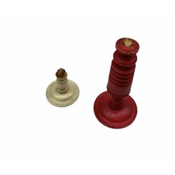 19th century Indian ivory chess set, natural and red stained, height of King 8cm