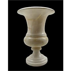Mid 20th century Continental alabaster urn table lamp, of campana form, H34cm