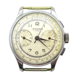 Leonidas gentleman's stainless steel chronograph wristwatch, inner back case numbered 825944 