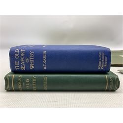 Robert Tate Gaskin - The Old Seaport of Whitby published 1909, Rev. J C Atkinson - Memorials of Old Whitby 1894, and A Handbook for Ancient Whitby & its Abbey by the same author, T H Woodwark - Rise and Fall of the Whitby Jet Trade 1922 and two copies of Picturesque Whitby (6)