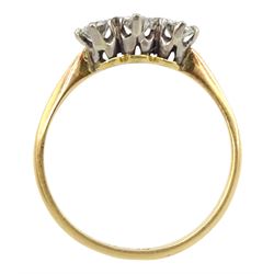 18ct gold three stone round brilliant cut diamond ring, stamped 18ct Plat, total diamond weight approx 0.35 carat