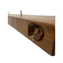 Thompson of Kilburn 'Mouseman' single plank adzed wall shelf W135cm