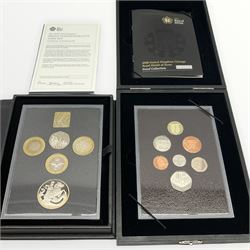 The Royal Mint United Kingdom 2008 Royal Shield of Arms proof collection and 2018 proof commemorative coin set, both cased with certificates