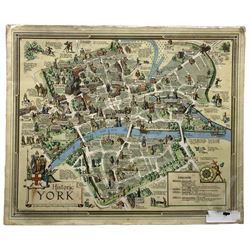 After Estra Clark (British 1904-1993): 'Historic York', colour map pub. Ben Johnson & Co, York 1947, 56cm x 68cm