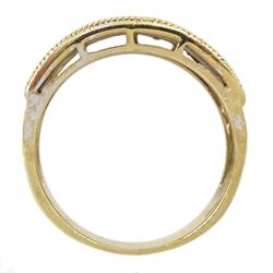 9ct gold pave set diamond ring, hallmarked