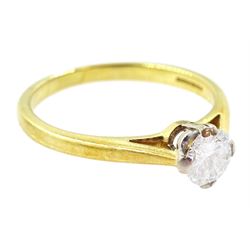 18ct gold single stone round brilliant cut diamond ring, hallmarked, diamond 0.38 carat
