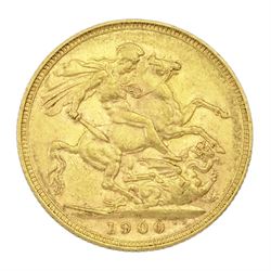 Queen Victoria 1900 gold full sovereign coin, Melbourne mint