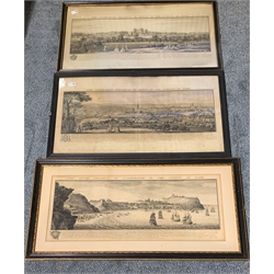 Samuel and Nathaniel Buck -  Series of three 18th century black and white engravings 'The South Prospect of Scarborough', 'The South-East Prospect of Rippon' and 'The South-East Prospect of Leeds' 33cm x 81cm (3)